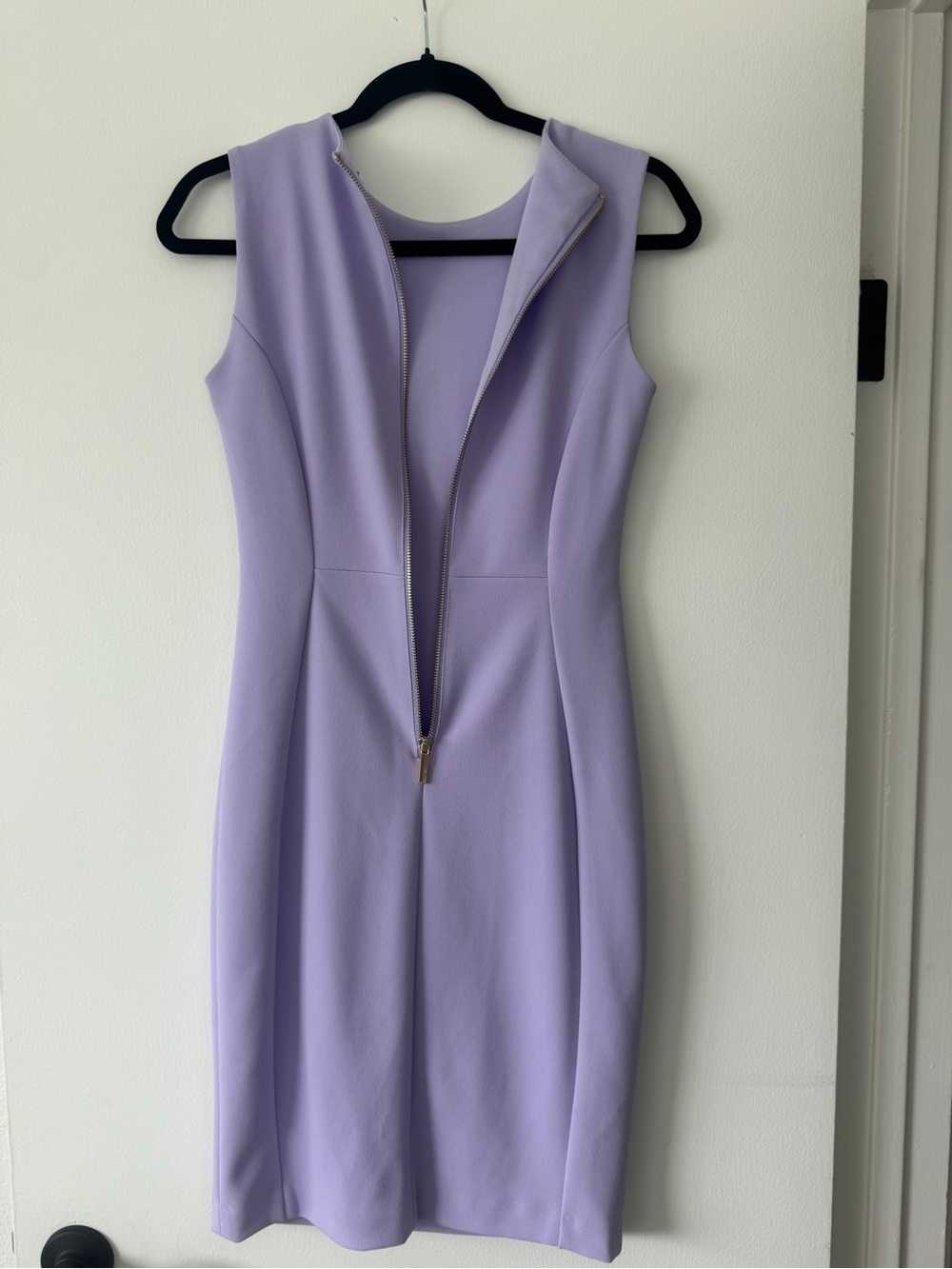 Calvin Klein Lavender Sleeveless Sheath Dress Gold Zip Size 2 - Picture 3 of 10